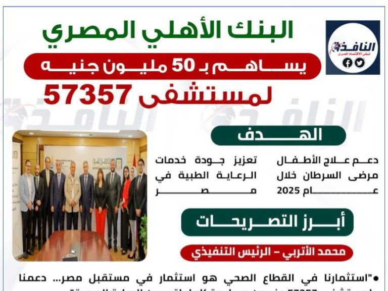 إنفوجراف| البنك الأهلي المصري يقدّم 50 مليون جنيه لدعم مستشفى 57357